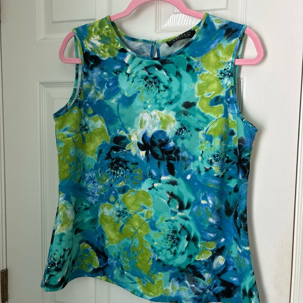 Kasper two piece skirt and top in blue floral size 12 - Picture 2 of 7